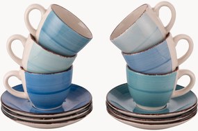 Set di 6 tazzine da caffè con piattini dipinte a mano Baita