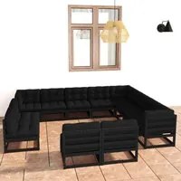 Set Divani da Giardino 12 pz con Cuscini Massello di Pino Nero cod mxl 38077