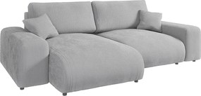 Divano angolare variabile in velluto a coste grigio chiaro Justin - Ropez