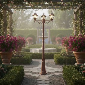 Lampione Storico con 3 Lanterne 200cm E27 IP54 Corten - Serie ALFIERI