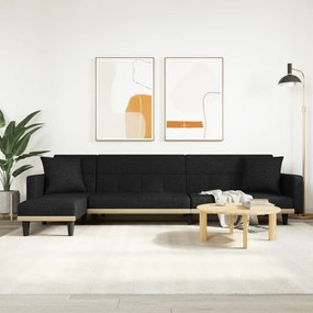 Divano Letto A L Nero 275x140x70 Cm İn Tessuto /