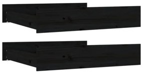 Cassetti per Letto 2 pz in Legno Massello di Pino Nero
