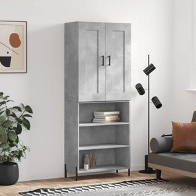 Credenza grigio cemento 69,5x34x180 cm in legno multistrato