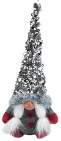 Gnomo natalizio fermaporte 26 cm Glitter argento