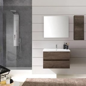 Pensile bagno Kora rovere scuro in mdf, 1 anta apertura da sinistra P 18 x L 30 x H 70 cm
