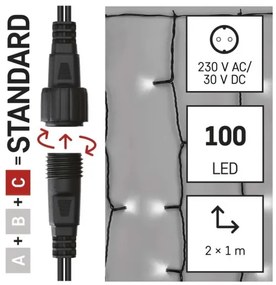 Catena LED natalizia da esterno 100xLED/1x2m IP44 bianco freddo