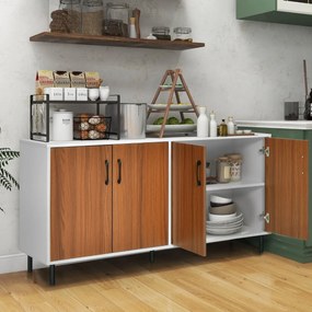 Costway Credenza buffet da cucina a 4 porte 5 gambe, Armadio di stoccaggio in legno per soggiorno sala da pranzo Noce