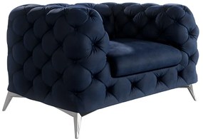 Poltrona blu scuro con rivestimento in velluto Chelsea – Ropez