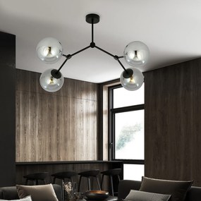 Plafoniera Minimal Iperione Acciaio Nero Grigio 4 Luci E14 Ip20