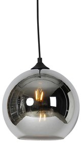 Lampada a sospensione intelligente nera con vetro fumé incl. Wifi A60 - Wallace