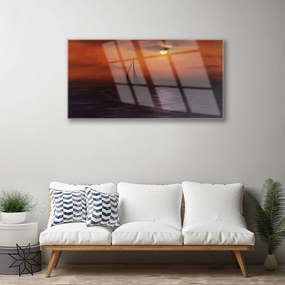 Quadro in vetro Paesaggio di barche da mare 100x50 cm