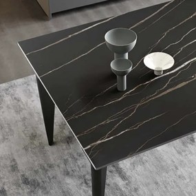 Tavolo allungabile 200 cm ULISSE con top grčs porcellanato effetto Marmo Nero