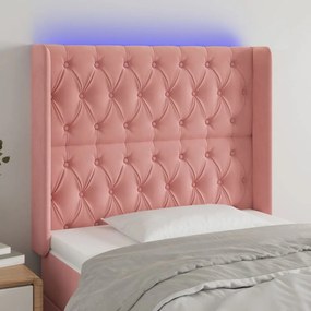 Testiera A Led Nera 93x16x118/128 Cm İn Velluto /