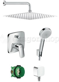 Hansgrohe kit doccia con soffione 30x30 Feridras quadro miscelatore ibox doccetta e flessibile 125 cm inox cromo