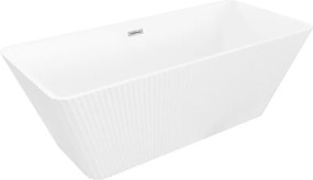 Mexen Tava vasca da bagno freestanding rigata 170 x 75 cm, bianca, troppo pieno cromato - 52851707500-01