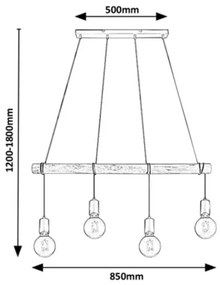 Rabalux 3980 - Lampadario a sospensione con filo PABLO 4xE27/40W/230V