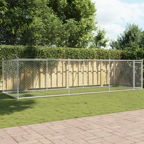 Gabbia Per Cani Con Porta Grigia 6x2x1,5 M İn Acciaio Zincato /