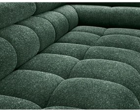 Divano angolare verde allungabile/con contenitore (con penisola a destra/a L) con rivestimento in bouclé Ferucce – ELTAP