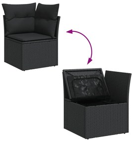 Set Divani da Giardino 14pz con Cuscini in Polyrattan Nero