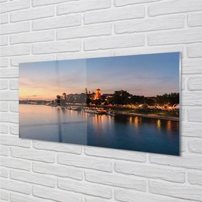 Rivestimento parete cucina Castello del fiume tramonto di Cracovia 100x50 cm