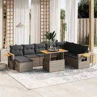 Set Divano da Giardino 9 pz con Cuscini Grigio in Polyrattan 3273657