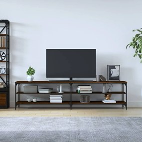 Mobile tv rovere marrone 200x30x50 cm legno multistrato metallo