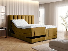 Letto motorizzato matrimoniale boxspring Utrecht - 160 x 200 cm , Tessuto giallo