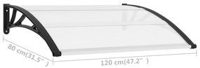 Pensilina per Porta Nera e Trasparente 120x75 cm in PC