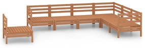 Set salotto da giardino 7 pz in legno massello di pino miele