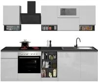 Composizione Cucina moderna 255X60-34X85-71cm - NAUTILUS Colore: bianco laccato lucido/report