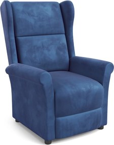 Poltrona reclinabile Agustin 2 in velluto blu navy - H107 cm