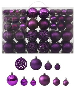 Set Palline di Natale 100 pz 3/4/6 cm, Viola