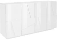 Madia 4 ante per Soggiorno Moderna 162,4x44,2x86cm - PULSE Colore: bianco laccato lucido