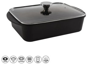 Pirofila in alluminio antiaderente con coperchio in vetro , 35 x 22,5 cm Grande - Orion