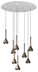 Lampadario Moderno Aygo Metallo Bianco Bronzo 8 Luci Gu10