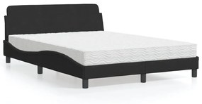 Letto Con Materasso Nero 140x190 Cm İn Velluto /