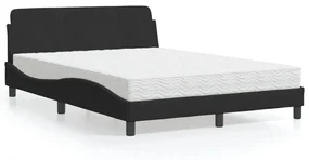 Letto Con Materasso Nero 140x190 Cm İn Velluto /