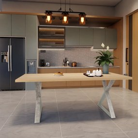 Tavolo da pranzo fisso Cross in legno grezzo di faggio marrone per 6 persone L 150 x L 90 X H 74 cm