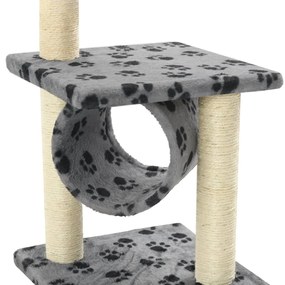 Albero per gatti e tiragraffi sisal 65 cm zampe stampate grigio