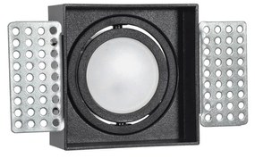 Portafaretto da Incasso GU10 Quadrato Orientabile 80x80mm - Nero