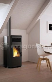 royal lea air 90 us stufa a pellet ad aria uscita fumi superiore 9kw serbatoio 17kg 53x54x116 cm in acciaio nero