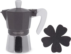 Caffettiera 2 tazze grigio con sotto moka