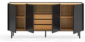 Cassettiera bassa nera effetto rovere 165x78 cm Arista - Teulat