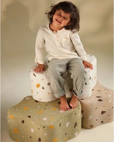 Pouf per bambini verde con rivestimento in bouclé e ciniglia Terrazzo Cloud – Wigiwama