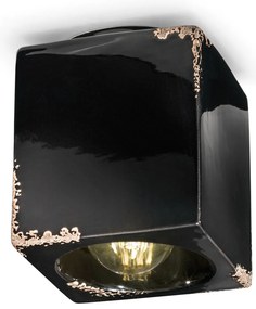 Plafoniera Vintage Cubica Ceramica Nera 1 Luce E27
