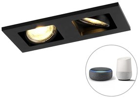 Faretto da incasso intelligente moderno nero incl. 2 GU10 WIFI - Qure