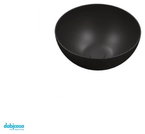 Lavabo D'Appoggio In Ceramica Finitura Nero Opaco Da Diam.40 cm