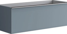 Mobile da bagno sospeso sotto lavabo Pixel frame 2 cassetti L 120 x H 40 x P 45.5 cm blu indaco laccato opaco, con maniglia alluminio brillante