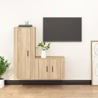 Set di Mobili Porta TV 2 pz Rovere Sonoma in Legno Multistrato cod mxl 100816