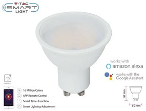 V-TAC Smart Lampada Faretto Led GU10 4,5W WiFi RGB CCT Dimmerabile APP Compatible Amazon Alexa Google Home SKU-2757